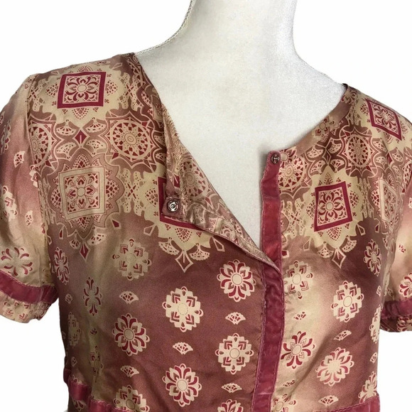 JOHNNY WAS Art To Wear Bandana Geometric Abstract Artsy Popover Blouse - Picture 5 of 11